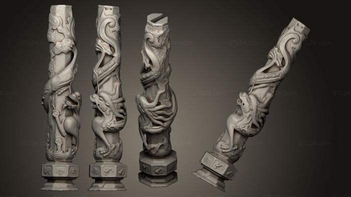 Miscellaneous figurines and statues (Dragon Column 04, STKR_0541) 3D models for cnc